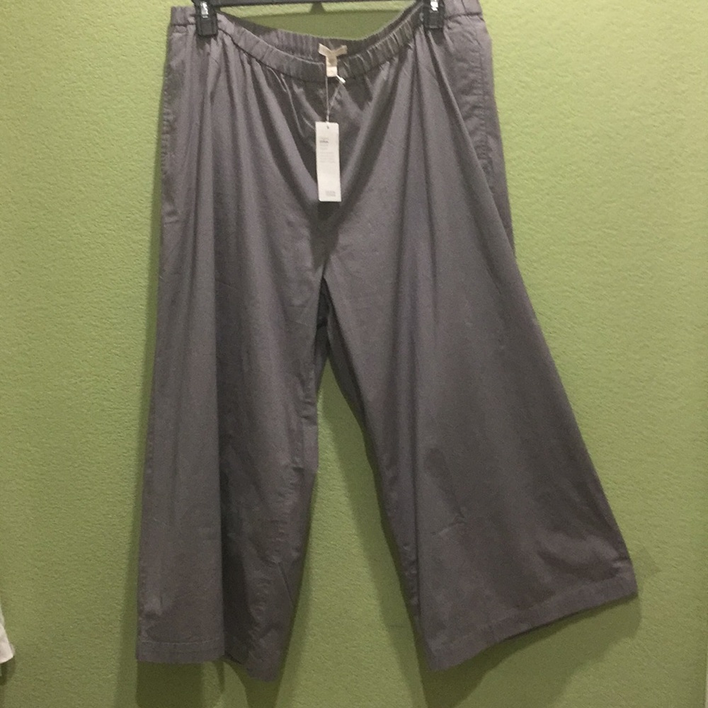 Eileen Fisher Cotton Stretch Poplin Wide  Pant 3X